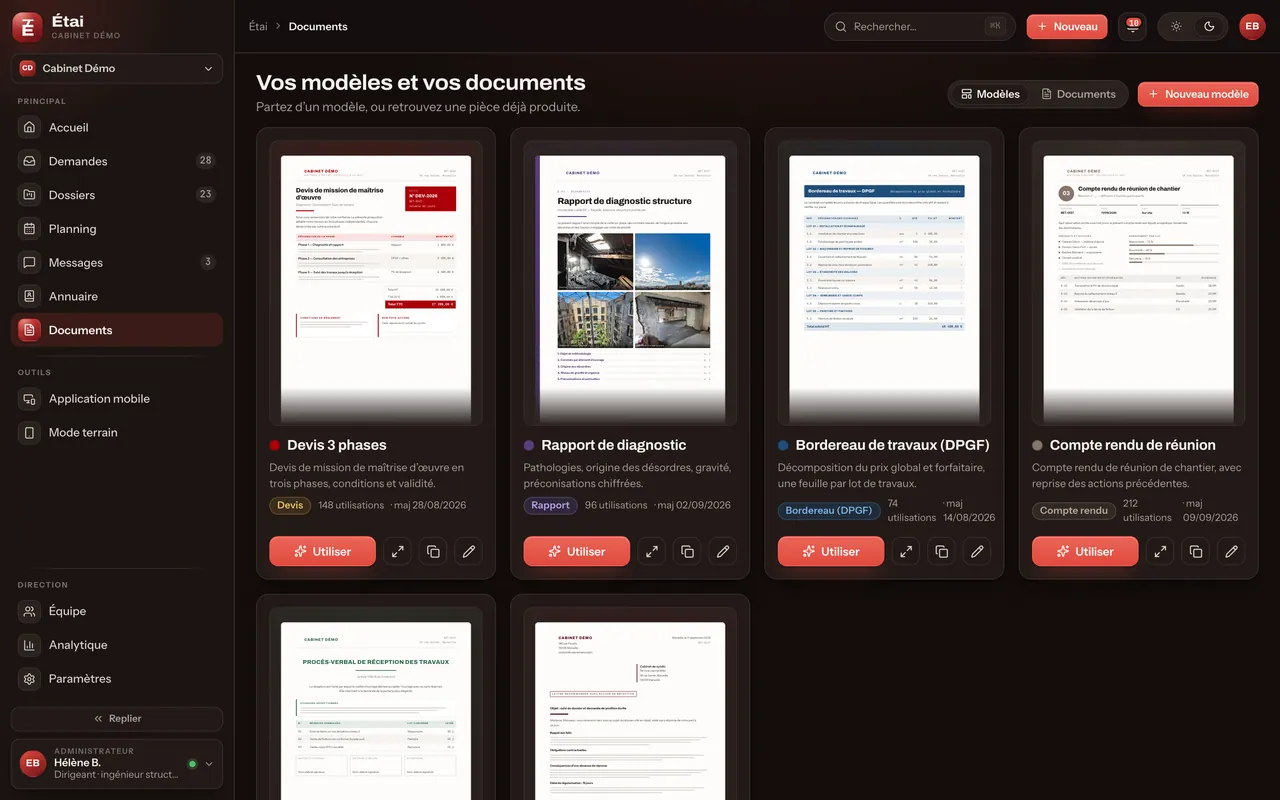 Documents et modèles PDF à vos couleurs : écran du produit