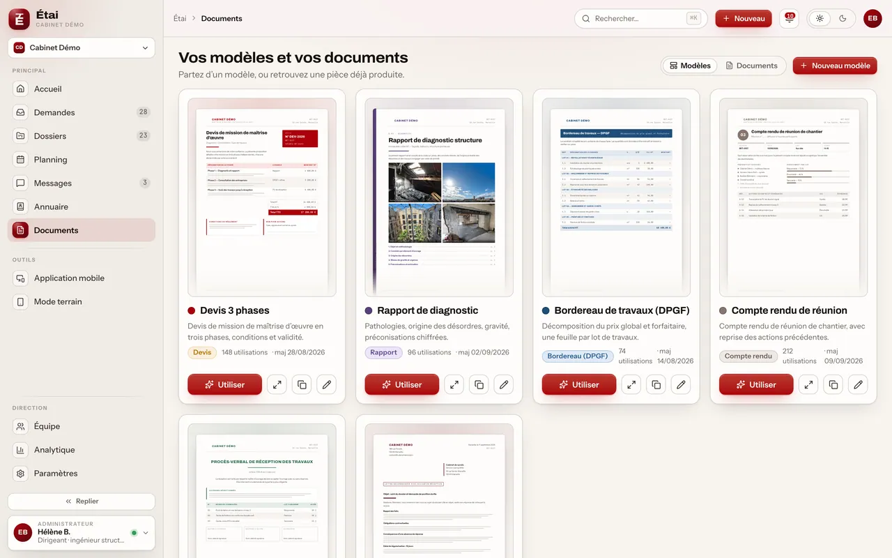 Documents et modèles PDF à vos couleurs : écran du produit