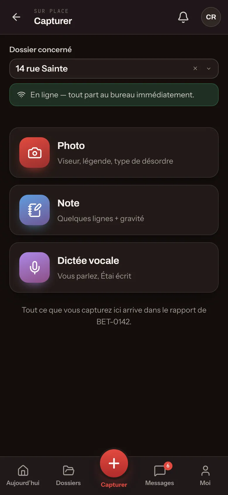 App terrain : capturer sur place