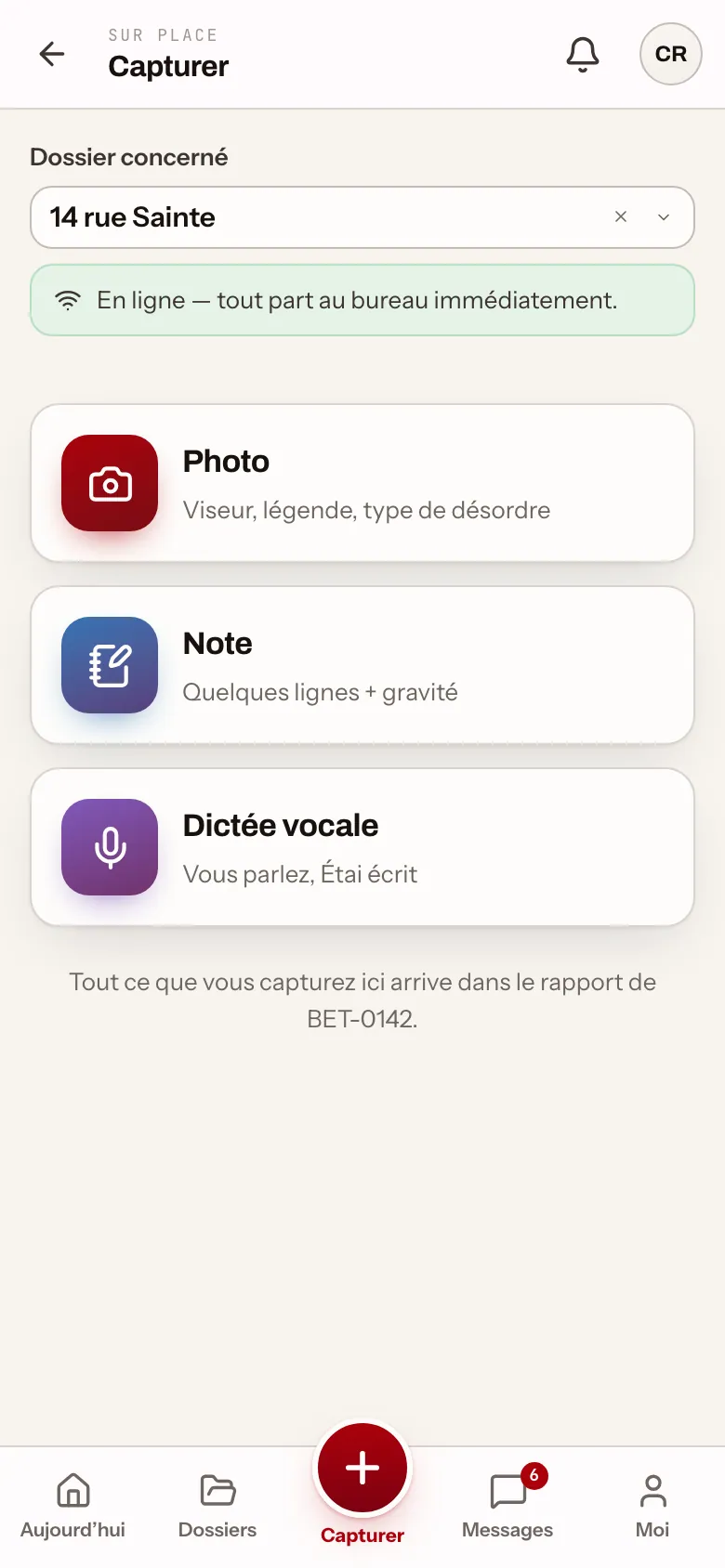 App terrain : capturer sur place