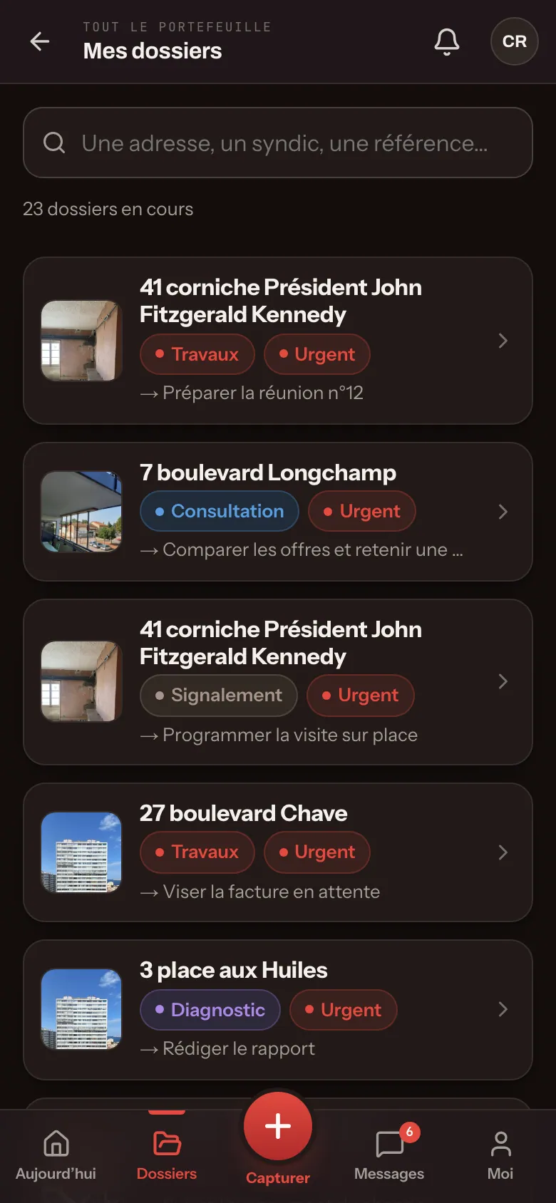App terrain : les dossiers du portefeuille